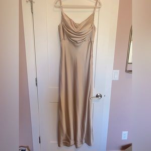 Revelry Skye Satin Bridesmaid Dress - Size 12 - Gold Champagne